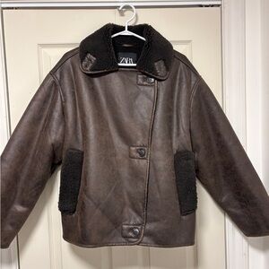 Zara Dark Brown Double Sided Jacket - Relaxed Fit